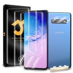 JZG 3+2 Pack for Samsung Galaxy S10 Screen Protector[Not Glass], 3 Pack Flexible TPU Film, 2 Pack Camera Lens Protector, 10-second Self-Healing, Fit without Edge Lifting, Case Friendly