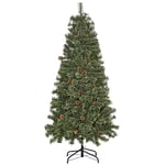 HOMCOM Sapin de Noël Artificiel 180 cm Arbre de Décoration avec Pommes de pin, 450 Branches épaisses, Facile à Monter, Stable avec Base Métallique pour Maison, Magasin