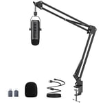 zealsound USB Microphone Kit, Condenser Podcast Mic Bundle for PC Phone Mac PS5, Gaming Microphone with Mute/Gain/Echo/Boom Arm for Twitch,Vocal Recording, Streaming,Voice Over, ASMR, YouTuber, k66S