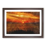 Big Box Art The Orange Sunset Painting Framed Wall Art Picture Print Ready to Hang, Walnut A2 (62 x 45 cm)