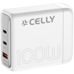 Celly 1 x USB-A + 2 x USB-C Kraftverk (100W) - Vit - TheMobileStore Laddare & kablar