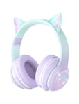 Bluetooth Kids Headphones,Cat Ear LED Light Up Kids Wireless Headphones,Bluetooth 5.1&Stereo Sound,Foldable,Adjustable Headband,Children Headphones with Microphone Over Ear for School/Tablet (Purple)