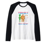 Bigfoot alien robot we are trouble when we are together Raglan Baseball Tee