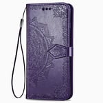 LAGUI Attractive Embossed Flip Cover Wallet Case Compatible for Xiaomi Redmi Note 10 5G, purple