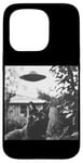 Coque pour iPhone 15 Pro Cat Selfie with UFO Weird 50s Photo --