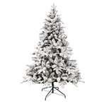 Rebecca Mobili Sapin de Noël 210, Sapin Artificiel, Effet Neige, PVC PE, Socle en Métal, 1791 Branches, Ouverture Parapluie - Dimensions : 210 × 137 × 137 cm (H x L x P) - Art. RE6759