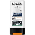 L'Oréal Men Expert - Gel Douche Crème Hypoallergénique pour Homme - Hydrate & Nettoie - Enrichi en Magnésium Minéral - Pour Peaux Sensibles - Magnesium Defense - 300 ml