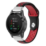 Garmin Fenix 5 / Forerunner 935 Quatix Approach S60 22mm silikoninen ranneke - Musta Punainen