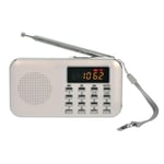 Bärbar radio, Fm Am batteri och elnät radio, Mp3, högtalare, stödjer Tf-kort/usb, ficklampa white