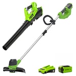 Greenworks 40V 30cm Tondeuse sans fil, souffleuse avec batterie/chargeur 2Ah