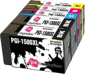 Remplacement pour Canon PGI-1500 PGI-1500XL Cartouches d'encre 5 Pack, Utiliser avec Canon MAXIFY MB2050 MB2350 MB2750 MB2150 MB2155 MB2755, Noir/Cyan/Magenta/Jaune