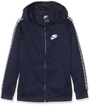 Nike B NSW Repeat FZ Poly Hood Sweat-Shirt Garçon, Obsidian/White, FR : S (Taille Fabricant : S)