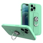 Ring Case silicone case with finger grip and stand, mallille iPhone 11 Pro Max, vihreä