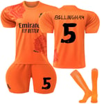 24-25 Bellingham 5 Real Madrid Orange Fotbollströja Uniform Team Träningströjor Kids 16(90-100cm)