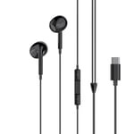 USB-C / TYP-C Kontakt In-Ear Hörlurar med Mikrofon Samsung /Andr Svart