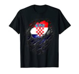 Proud Croatian Roots Heritage Torn Ripped Croatia Flag T-Shirt