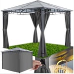 tectake® Pavillon de Jardin Tonnelle de Jardin Exterieur Tente de Reception 3x3m Cadre Solide en Aluminium INOX, Toit étanche avec Parois enroulables, Protection Anti-UV, Barnum Chapiteau Gazebo