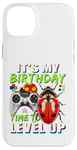 Coque pour iPhone 14 Plus It's My Birthday Ladybug Time to Level Up Jeu vidéo