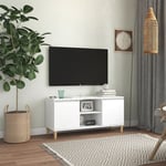 Meuble tv avec pieds en bois massif Blanc 103,5x35x50 cm The Living Store Blanc