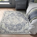 SONGMICS HOME Tapis pour Chambre 120 x 170 cm, Tapis Antidérapant, Style Vintage Traditionnel, Décoration pour Salon, Cuisine, Entrée, Salle à Manger, Lavable en Machine, Gris Tourterelle TAR032G01