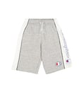 Champion Legacy Retro Sport B (306852) - Ultralight Soft Compact Terry Bermuda Shorts, Melange Gray (NOXM/WHT/NNY), 5-6 years (XS) Boys FW24