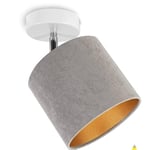 Light-Home Luminaires Intérieur - Plafonnier Salon Milan Collecte - Moderne Lustre pour Chambre, Salon, Cuisine - Applique 1-Lumières en Métal et en Tissu - Diamètre 15cm - Gris avec Blanc