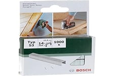 Bosch 1000x Fine Wire Staples Type 53 (Textiles, Carpet, Acoustic panels, Lawn carpet, 11.4 x 0.74 x 14 mm, Accessories Tacker, Staple Gun)