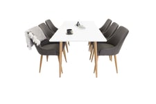 Venture Design Polar & Plaza matgrupp Vit/grå 6 st stolar & bord 180 x 90 cm