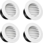 Lot de 4 Grille de Ventilation Ronde, Grille D¿aération en Plastique avec Moustiquaire, Grille Aeration pour Salle de Bain, Cuisine, Bureau, Blanc 100mm