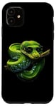 Coque pour iPhone 11 Amoureux Drôles De Python D'arbre Vert, Serpents, Reptiles