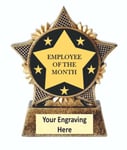 Employee of the Month Trophy Star 90mm Antique Gold Resin Free Engraving A