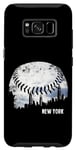 Coque pour Galaxy S8 Grattoir à ciel vintage Baseball New York City Nuages