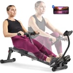 Sunny Health & Fitness Smart Compact Adjustable Rowing Machine, 12 Levels Adjustable Resistance, Complete Body Workout, Connect via Bluetooth with Exclusive SunnyFit App - SF-RW1205SMART