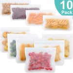 10pcs Kitchen Fresh Zip Lock Reusable Freezer Food Storage Bag Transparent