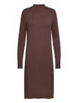 Viril Crew Neck L/S Midi Dress - Noos Knälång Klänning Brown Vila