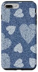 iPhone 7 Plus/8 Plus Cute Big & Small Hearts Blue Denim-Like Pattern Case