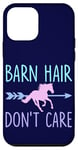 Coque pour iPhone 12 mini Équitation Barn Hair Don't Care Funny Equestrian Rider