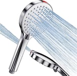 Douchette Pommeau de Douche Economie Deau - SREWOHS Φ125mm Pommeau douche Haute Pression Anti Calcaire Flexible Douche à effet pluie avec 5 Modes,Jet puissant Douchette Douche salle de bain,Chrom