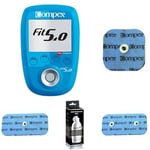 Compex Fit 5.0, Pack avec 4 Electrodes EasySnap 5x5cm, 2x2 Electrodes Easysnap 5x10cm et 1 gel conducteur