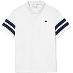 T-shirt Lacoste  POLO  TENNIS ULTRA-DRY COLOR-BLOCK BLANC ET BLEU MARI