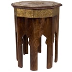 Table basse, table de salon ronde en bois et métal coloris marron - diamètre 39 x Hauteur 51 cm