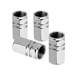 OcioDual 4 Capuchon Metal Hexagonal Argent pour Roues Pneus Valves Schrader Voitures Motocyclettes Roue Pneu Voiture Moto Bouchons Bouchon Valve Americaine