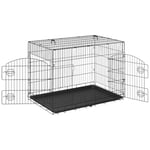 EUGAD Cage pour Chien, de Grande Taille, Cage Transport Chien Pliable, Cage Chien XXL, 108x76x69 cm, avec 2 Portes Verrouillables, Plateau Amovible, Poignées, en Métal, Noir, 0347GL