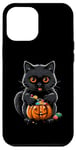 Coque pour iPhone 15 Plus Chat noir Costume d'Halloween Citrouille Pour Femme