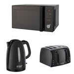 Russell Hobbs 20 L Digital Microwave with Textures Kettle, 1.7 L, 3000 W and Textures 4 Slice Toaster - Black