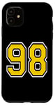 Coque pour iPhone 11 Numéro 98 en jaune noir blanc version poche