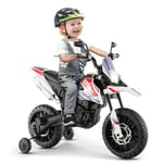 GOPLUS Aprilia RX125 Moto Electrique Enfants 12V avec Phare,Voiture Electrique Enfants avec Musique,Charge 30KG,5,5-6km/h,Moto Porteur Bebe 3-8 Ans(Blanc)