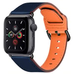 Compatible with Apple Watch Strap 44mm 42mm 40mm 38mm: Genuine Leather iWatch Straps for Apple Watch SE Series 6 5 4 3 2 1, Smartwatch Replacement Band for Women Men(Blue/ Black, 38mm 40mm)