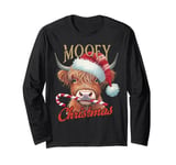 Mooey Christmas Funny Santa Highland Cow Scottish Cow Xmas Long Sleeve T-Shirt