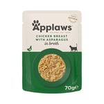 Applaws 100% Natural Wet Cat Food, Chicken with Asparagus in Broth 70 g Pouch, 12 x 70 g Pouches